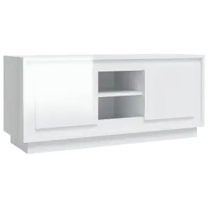 Berkfield TV Cabinet High Gloss White 102x35x45 cm Engineered Wood