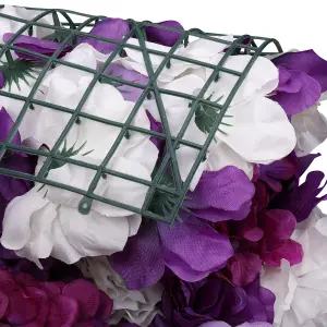 Artificial Flower Wall Backdrop Panel, 60cm x 40cm, Lavender & White