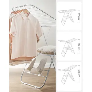 Steel Foldable Gullwing Drying Rack White/Silver / 147cm W x 56cm D