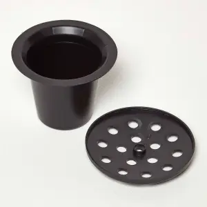 Homescapes Set of 2 Black Plastic Grave Flower Pots