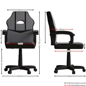 Vida Designs Comet Grey & Black Racing Gaming Chair High Back Adjustable Height