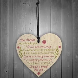 Red Ocean True Friends Friendship Gift Handmade Hanging Wooden Heart Sign Birthday Gift For Her Thank You