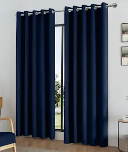 Temple Velvet 46" x 72" Navy (Ring Top Curtains)