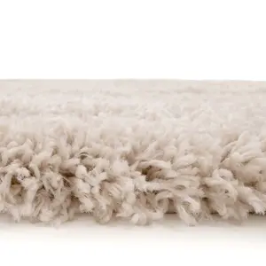 Super Soft Natural Ecru Shaggy Area Rug 160x230cm