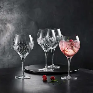 Luigi Bormioli Diamante Clear Round Crystal Dishwasher Safe Gin Glasses Set 650ml Pack of 4