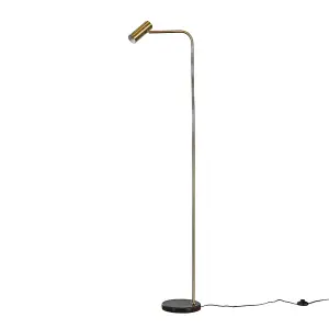 ValueLights Selbourne Modern Gold GU10 Angled Floor Lamp with Black Marble Base - Includes 5W LED Bulb 3000K Warm White