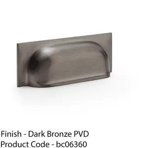 Backplate Cup Handle - Dark Bronze 96mm Centres Solid Brass Shaker Drawer Pull