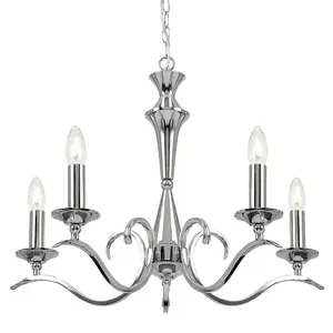 Hanging Flush Ceiling Pendant 5 Light CHROME Chandelier Classic Lamp Bulb Holder