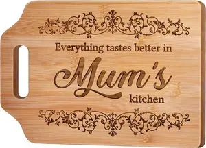 Giftasy Gifts For Mum, Mum Christmas Birthday Gifts - Unique Handmade Engraved Bamboo Cutting Board - Kitchen Gifts For Mum From Daughter Son, Mum