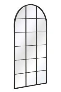 MirrorOutlet The Fenarc Black Metal Framed Arched Window Wall Mirror 180CM X 90CM