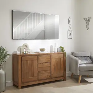 Wall Mirror Simplistic Bevelled Edge Rectangle Shape with Black Outline- W120cm x H90cmxD3cm for Hanging in Living Room, Bedroom