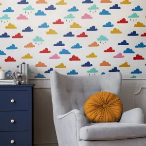 Joules Multicolour Rainbow cloud Smooth Wallpaper