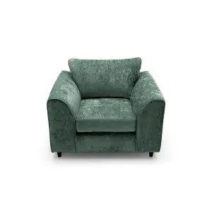 Harriet Crushed Chenille Armchair Chair in Rifle Green