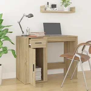 Berkfield Desk Sonoma Oak 100x49x75 cm Engineered Wood