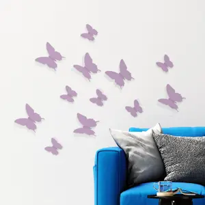 Walplus 3D Butterflies Wall Sticker Art Decoration Decals DIY Home Lavender Purple PVC