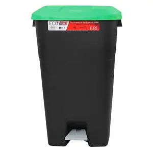 Pedal Operated Litter Bin - 60 Litre - Green Lid