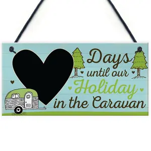 Red Ocean CHALKBOARD Countdown To Caravan Holiday Caravan Sign Funny Novelty Caravan Gift Sign