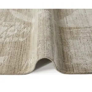 Beige Abstract Wool Luxurious Modern Easy to Clean Abstract Dining Room Bedroom and Living Room Rug -170cm X 240cm