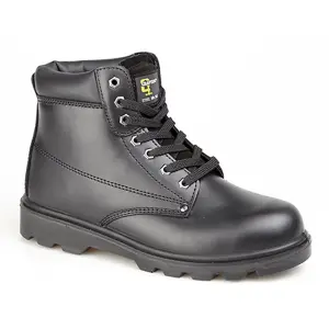 Grafters Mens Padded Leather Safety Boots Black (5 UK)