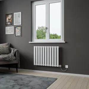 Agadon Lola Electric Designer Panel Radiator 600 x 828 mm White - 700 W Smart Heating Element