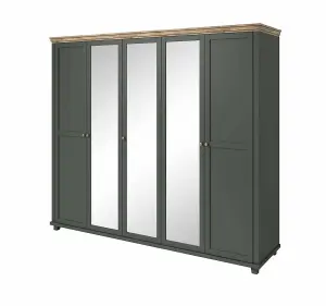 Evora 21 Hinged Wardrobe W2460mm H2160mm D620mm - Green & Oak Lefkas Harmony