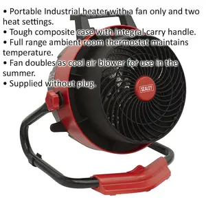 3000W Industrial Fan Heater - Fan Only Mode - Two Heat Settings - Portable