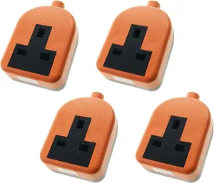 1 Gang High Impact Trailing Extension Socket, without Plug and Cable, 13A, Orange - 4 Pack