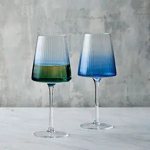 Anton Studios Empire Set of 2 Wine Glasses Blue