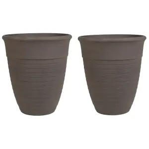 Set of 2 Plant Pots 43 cm Brown KATALIMA