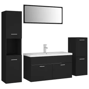 Berkfield Bathroom Furniture Set Black Engineered Wood