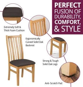 Hallowood Furniture Oak Chair with Charcoal Grey Fabric Seat Pad (Pair)