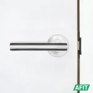 AFIT Chrome Door Handle - 4 Pairs Lever on Rose Round T-Bar Handles- Olvera Range - Polished Chrome