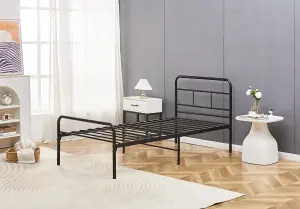 Eva Black Metal Bed Frame with Curved Headboard Single