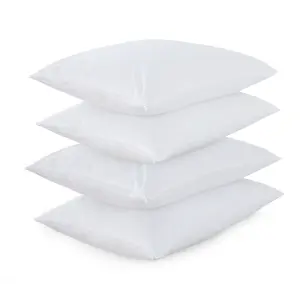 Pillow Protectors 100% Cotton Pack of 4 Washable Anti-Allergic Zipped Entry White Pillowcases 74cmx48cm.