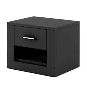 Sleek Black Bedside Cabinet for Modern Bedroom Storage