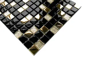 Glass mosaic on mesh for bathroom or kitchen 300mm x 300mm - Monte Carlo