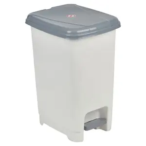 Esmerelda Plastic Pedal Lid Pedal Bin - 15.45L Light Grey/Beige