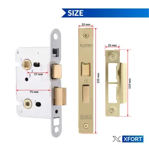 XFORT Polished Brass Bathroom Lock 75mm