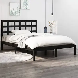 Berkfield Bed Frame Black Solid Wood 140x200 cm