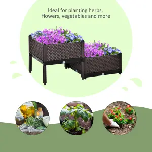 Outsunny 2-Piece Raised Garden Bed Planter Box for Flowers, Vegetables, Herbs