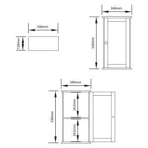 Lassic Hayle Matt Grey Single Bathroom Wall cabinet Mirrored (H)53cm (W)34cm