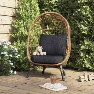 GoodHome Apolima Brown & Ebony Black Rattan effect Kids egg chair