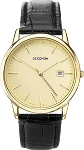 Sekonda Men's Classic 37mm Quartz Watch With Date Window And Leather Strap