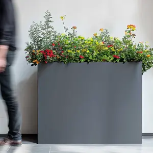 100cm Long Zinc Matte Grey 80cm Tall Trough Planter