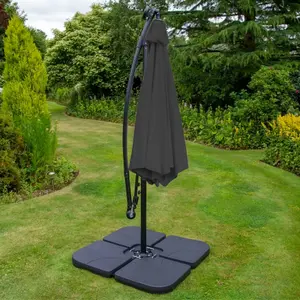 Grey 3m LED Cantilever Parasol With Plain Base