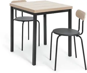 Habitat Zayn Wood Effect Dining Table & 2 Black Chairs