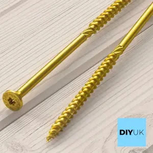 Torx Yellow Wood Screws 100mm x 5.0mm ( Pack of: 400 ) Countersunk High Performance Multi-Purpose TX Screw