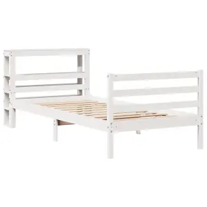 Berkfield Bed Frame without Mattress White 75x190 cm Small Single Solid Wood Pine