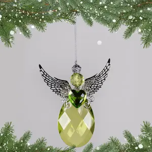 Long Acrylic Glass Angel Hanging Figurine Ornament Green/Silver