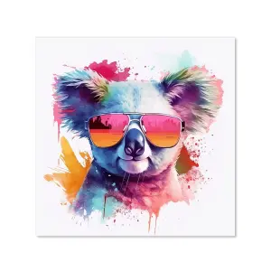 Colourful Splashart Koala In Glasses Kitchen Splashback